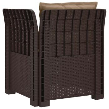 1-Sitzer Sessel mit Kissen Rattan-Look PP Braun