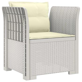 1-Sitzer Sessel mit Kissen Rattan-Look PP Weiß