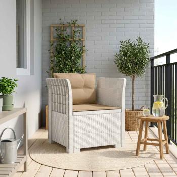 ARDEBO.de - 1-Sitzer Sessel mit Kissen Rattan-Look PP Weiß