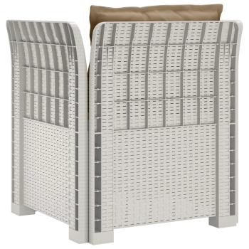 1-Sitzer Sessel mit Kissen Rattan-Look PP Weiß