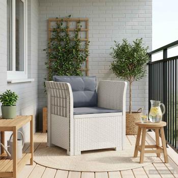 ARDEBO.de - 1-Sitzer Sessel mit Kissen Rattan-Look PP Weiß