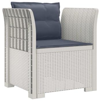 1-Sitzer Sessel mit Kissen Rattan-Look PP Weiß
