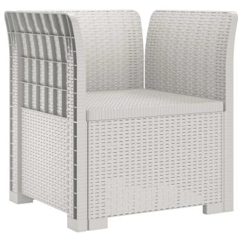 1-Sitzer Sessel mit Kissen Rattan-Look PP Weiß