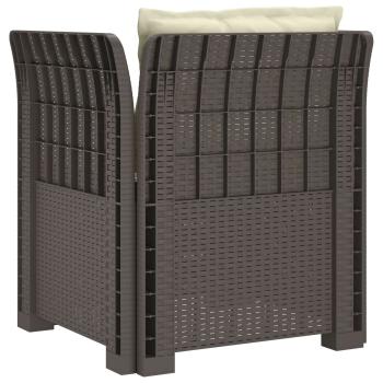 1-Sitzer Sessel mit Kissen Rattan-Look PP Hellgrau