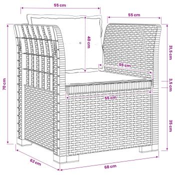 1-Sitzer Sessel mit Kissen Rattan-Look PP Hellgrau