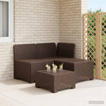 ARDEBO.de - 3-Sitzer Garten Sofa Rattan Look PP Braun