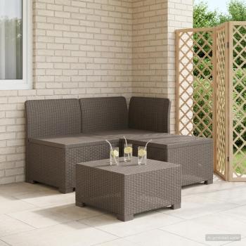 ARDEBO.de - 3-Sitzer Garten Sofa Rattan Look PP Hellgrau