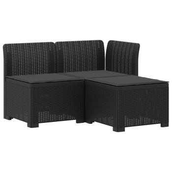 3-Sitzer Garten Sofa mit Kissen Rattan-Look 3-Sitzer PP