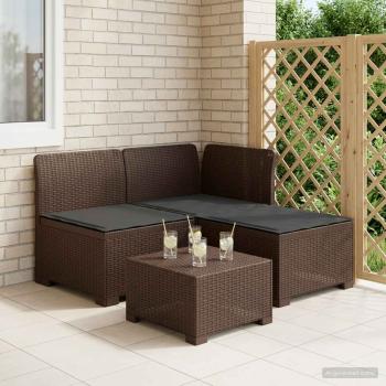 ARDEBO.de - 3-Sitzer Garten Sofa mit Kissen Rattan-Look 3-Sitzer PP Braun