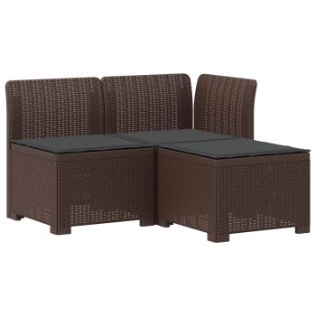 3-Sitzer Garten Sofa mit Kissen Rattan-Look 3-Sitzer PP Braun