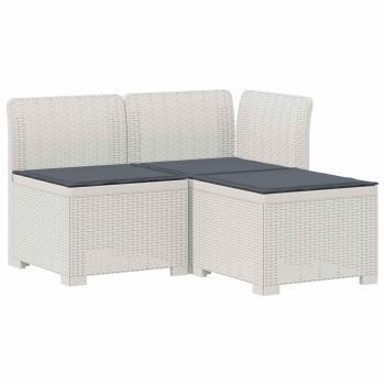 3-Sitzer Garten Sofa mit Kissen Rattan-Look PP Weiß