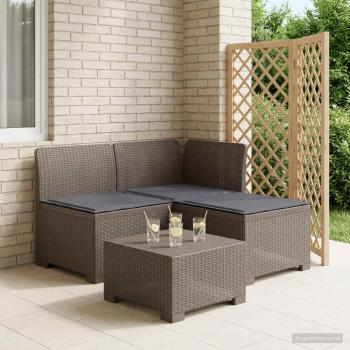 ARDEBO.de - 3-Sitzer Garten Sofa mit Kissen Rattan-Look PP Hellgrau