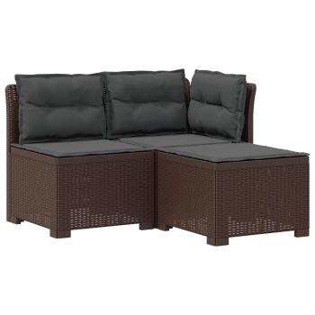 3-Sitzer Garten Sofa mit Kissen Rattan-Look 3-Sitzer PP Braun