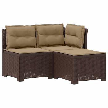 3-Sitzer Garten Sofa mit Kissen Rattan-Look PP Braun