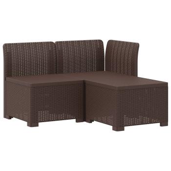 3-Sitzer Garten Sofa mit Kissen Rattan-Look PP Braun