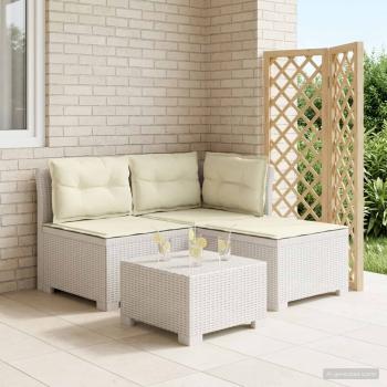 ARDEBO.de - 3-Sitzer Garten Sofa mit Kissen Rattan-Look PP Weiß