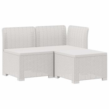 3-Sitzer Garten Sofa mit Kissen Rattan-Look 3-Sitzer PP Weiß