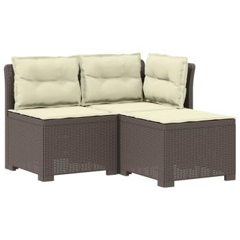 3-Sitzer Garten Sofa mit Kissen Rattan-Look PP Hellgrau