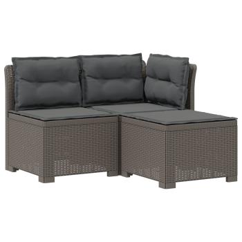 ARDEBO.de - 3-Sitzer Garten Sofa mit Kissen Rattan-Look PP Hellgrau