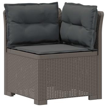 3-Sitzer Garten Sofa mit Kissen Rattan-Look PP Hellgrau