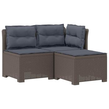 3-Sitzer Garten Sofa mit Kissen Rattan-Look PP Hellgrau