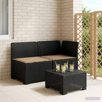 ARDEBO.de - 2-Sitzer Garten-Sofa mit Kissen Rattan-Look PP Anthrazit