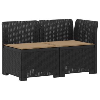 2-Sitzer Garten-Sofa mit Kissen Rattan-Look PP Anthrazit