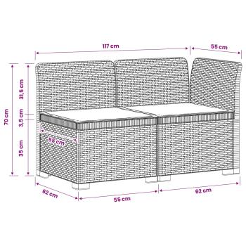 2-Sitzer Garten-Sofa mit Kissen Rattan-Look PP Anthrazit
