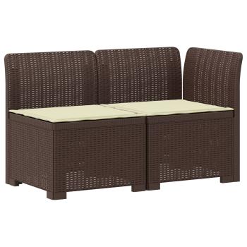 2-Sitzer Garten-Sofa mit Kissen Rattan-Look 2-Sitzer PP Braun