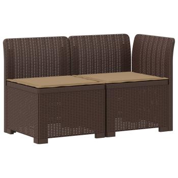 2-Sitzer Garten-Sofa mit Kissen Rattan-Look PP Braun