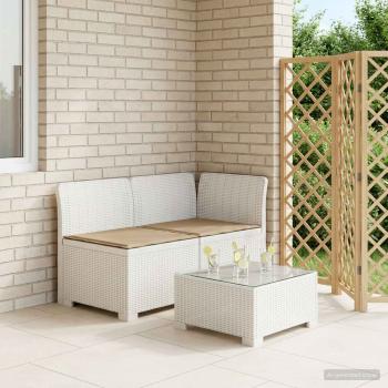 ARDEBO.de - 2-Sitzer Garten-Sofa mit Kissen Rattan-Look 2-Sitzer PP Weiß