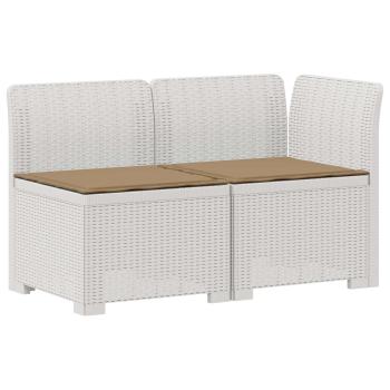 2-Sitzer Garten-Sofa mit Kissen Rattan-Look 2-Sitzer PP Weiß