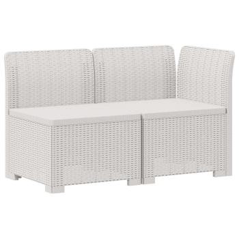 2-Sitzer Garten-Sofa mit Kissen Rattan-Look 2-Sitzer PP Weiß