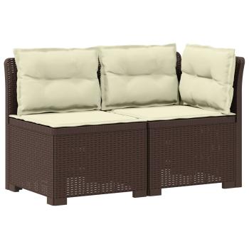 2-Sitzer Garten-Sofa mit Kissen Rattan-Look PP Braun