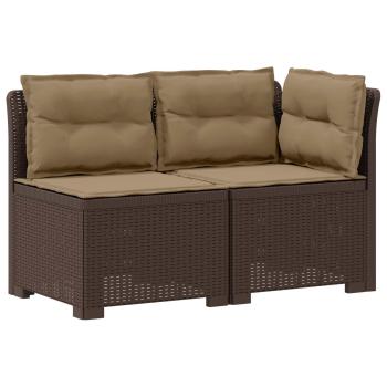 2-Sitzer Garten-Sofa mit Kissen Rattan-Look PP Braun