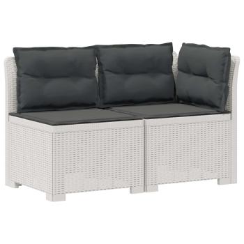 2-Sitzer Garten-Sofa mit Kissen Rattan-Look PP Weiß