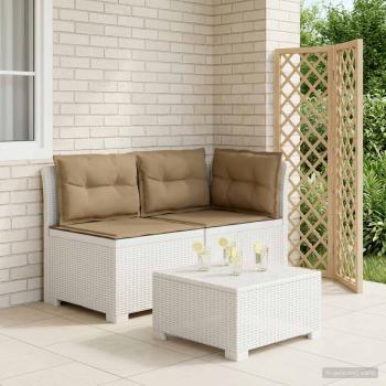 ARDEBO.de - 2-Sitzer Garten-Sofa mit Kissen Rattan-Look 2-Sitzer PP Weiß