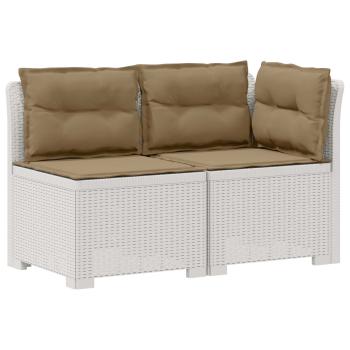 2-Sitzer Garten-Sofa mit Kissen Rattan-Look 2-Sitzer PP Weiß