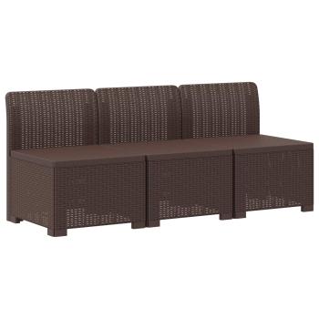 3-Sitzer Garten Sofa Rattan Look PP Braun
