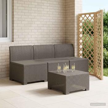 ARDEBO.de - 3-Sitzer Garten Sofa Rattan Look 3-Sitzer PP Hellgrau