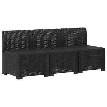 3-Sitzer Garten Sofa mit Kissen Rattan-Look PP Anthrazit