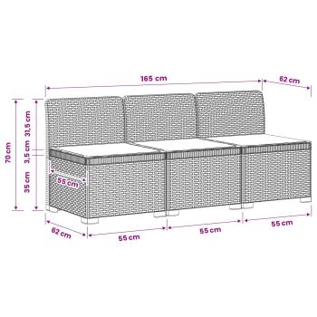 3-Sitzer Garten Sofa mit Kissen Rattan-Look PP Anthrazit