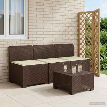ARDEBO.de - 3-Sitzer Garten Sofa mit Kissen Rattan-Look PP Braun