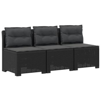 3-Sitzer Garten Sofa mit Kissen Rattan-Look PP Anthrazit
