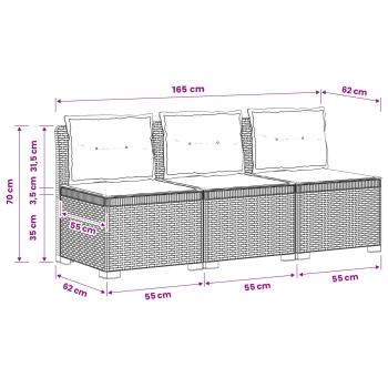3-Sitzer Garten Sofa mit Kissen Rattan-Look PP Anthrazit