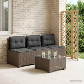 ARDEBO.de - 3-Sitzer Garten Sofa mit Kissen Rattan-Look 3-Sitzer PP