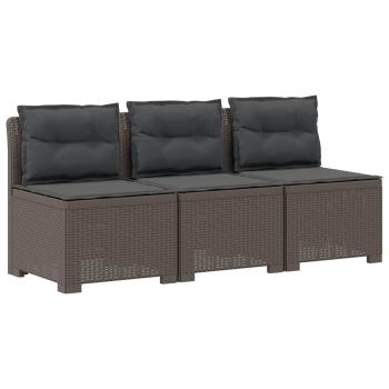3-Sitzer Garten Sofa mit Kissen Rattan-Look 3-Sitzer PP