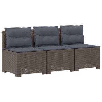 3-Sitzer Garten Sofa mit Kissen Rattan-Look PP Hellgrau