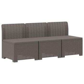 3-Sitzer Garten Sofa mit Kissen Rattan-Look PP Hellgrau