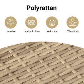 5-tlg. Garten-Sofagarnitur mit Kissen Beige Poly Rattan